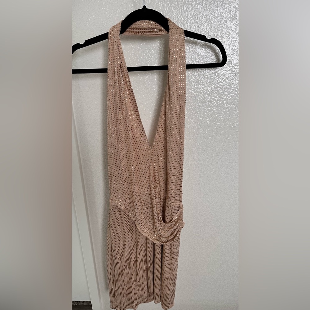Gold bebe Halter Dress